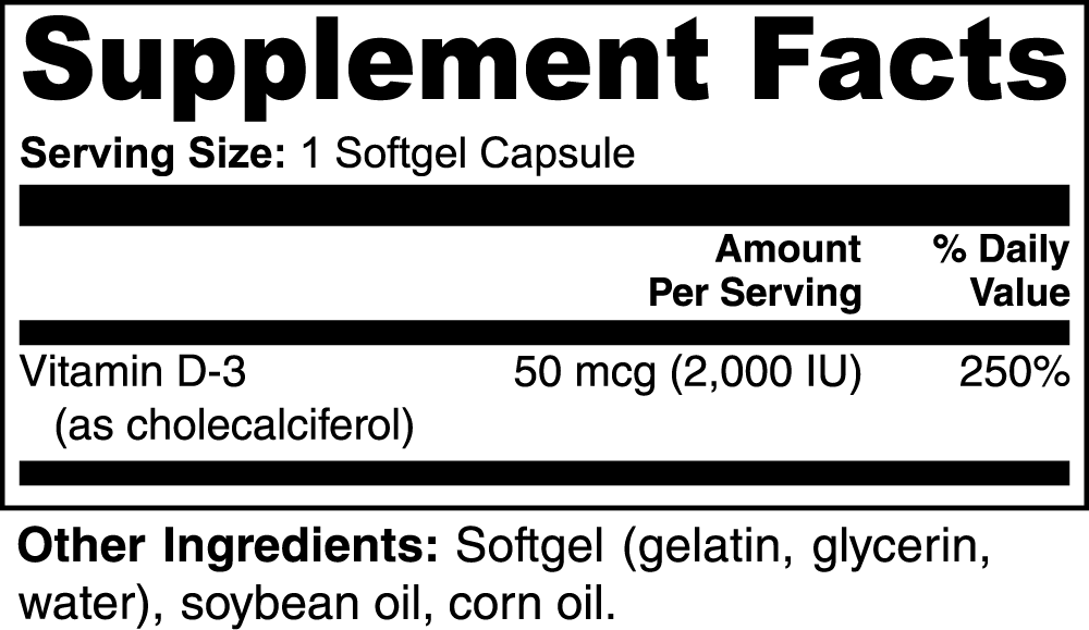 Vitamin D3 2,000 IU Softgels